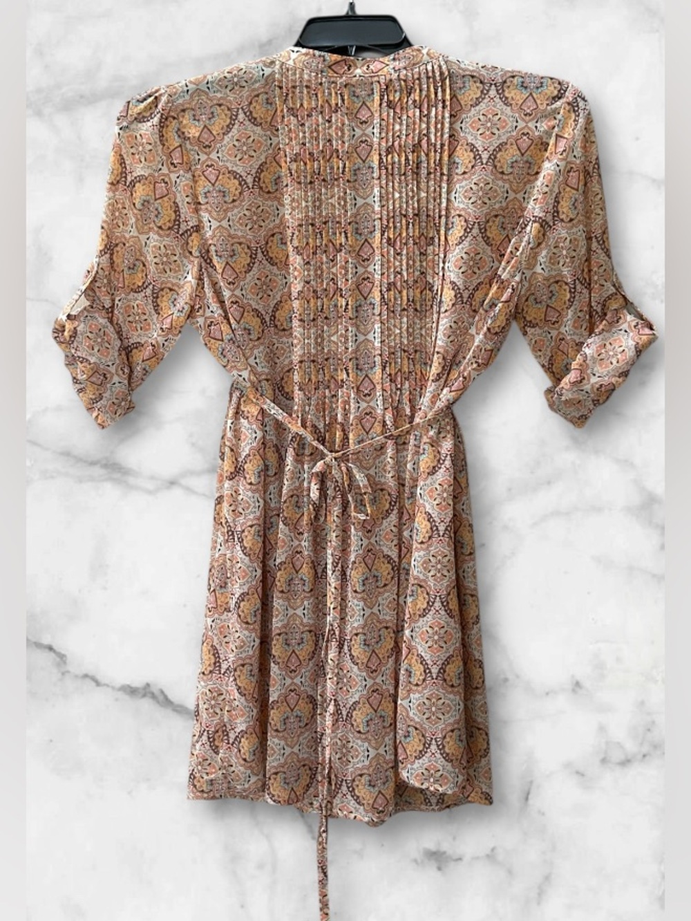 America Rag Boho Paisley Floral Tunic Semi Sheer Pintuck Front and Back Size M - Picture 6 of 10